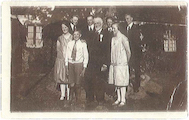 Frederik Bertelsen with Grandchildren on his 80th Birthday L-R: Marie Bertelsen, Frederik Lassen, Hans Christian Bertelsen, Peder Lassen, Frederik Bertelsen, Frederik Bertelsen, Edith Bertelsen, Karl Lassen